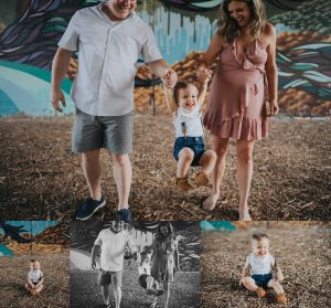 family laughing in downtown detroit for pictures, urban family photoshoot in detroit