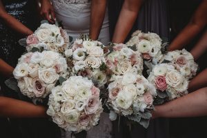 blush pink and white bridal bouquets