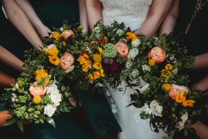 green and yellow wedding bouquets the whiskey factory detroit mi