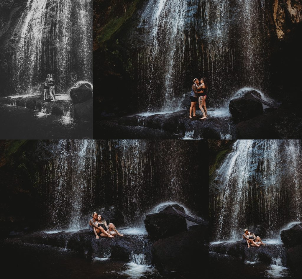 LGBTQ couples session in a waterfall in Tacoma Washington